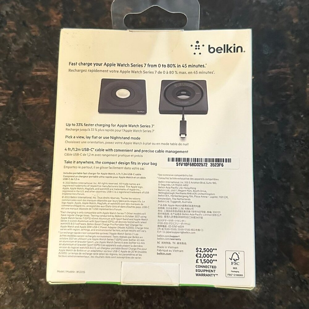 Belkin BoostCharge Pro Portable Fast Charger for Apple Watch, Black, NWT - Picture 2 of 8